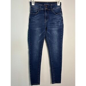 Blue Savvy Womens High Rise Skinny Jeans Dark Wash Stretch Size 5/27 RN112642